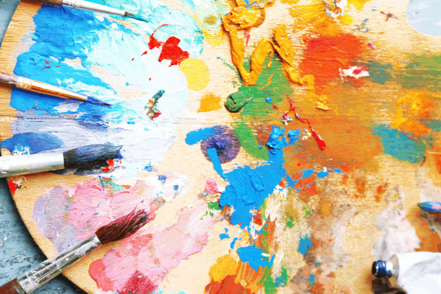 Paint Palette and Paint Brushes