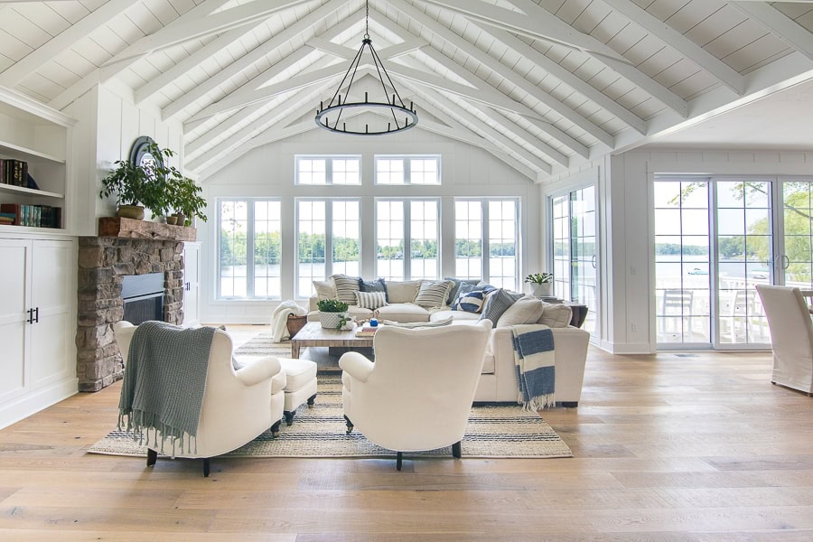 Lake House White Living Room Decor