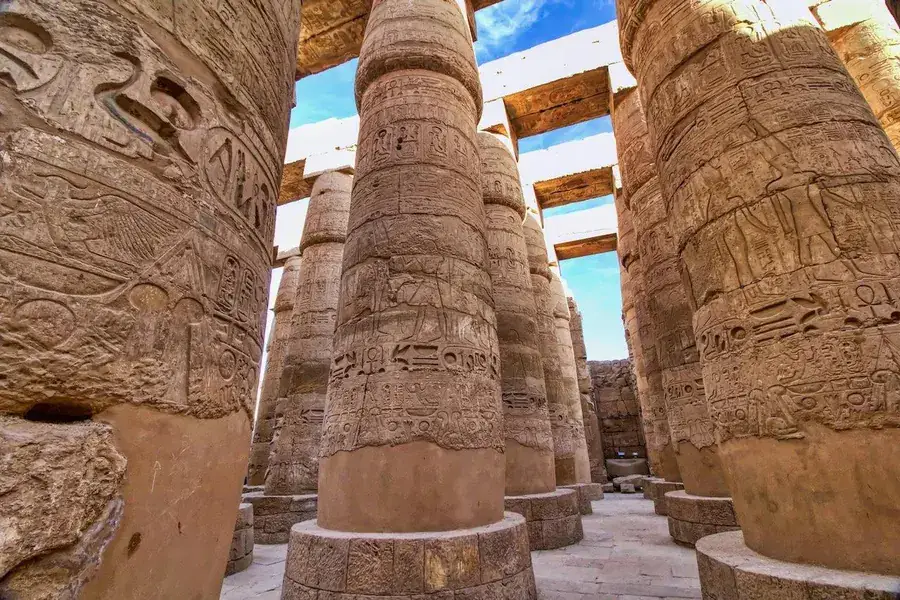 Karnak Temple columns in Luxor, Egypt