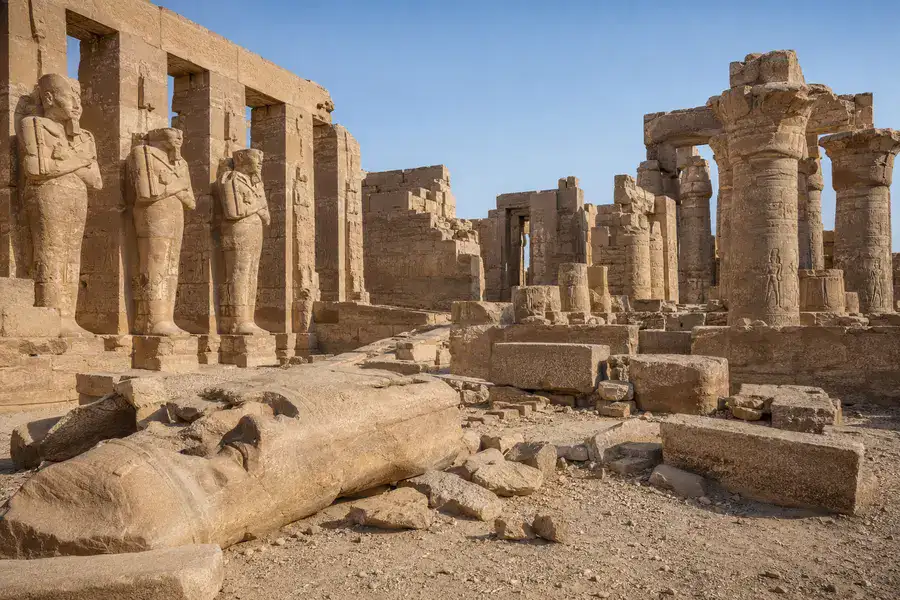 Ruins and Osiride pillars at the Ramesseum