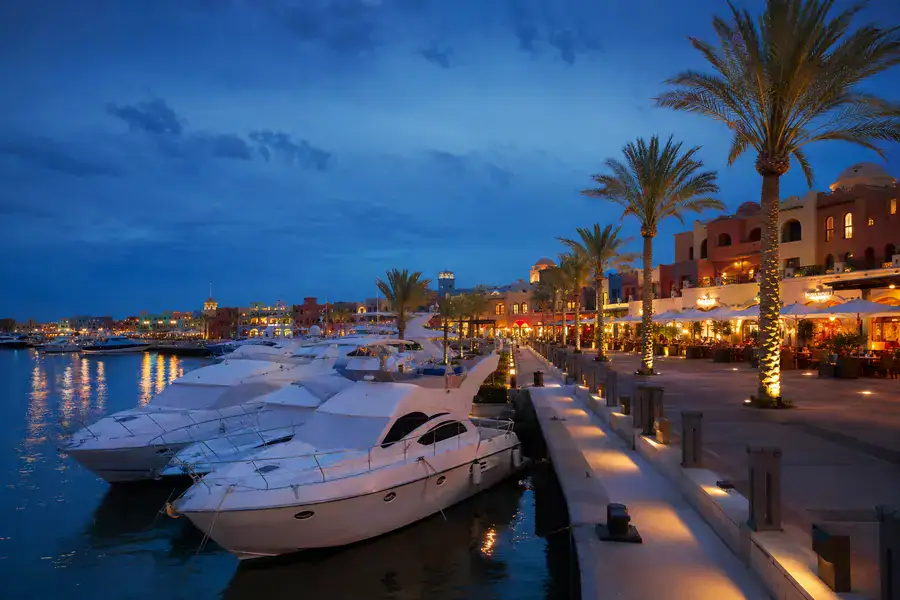 Hurghada Marina Boulevard and Red Sea boats