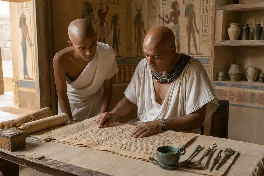 Ancient Egyptian Medicine papyrus studied by physicians