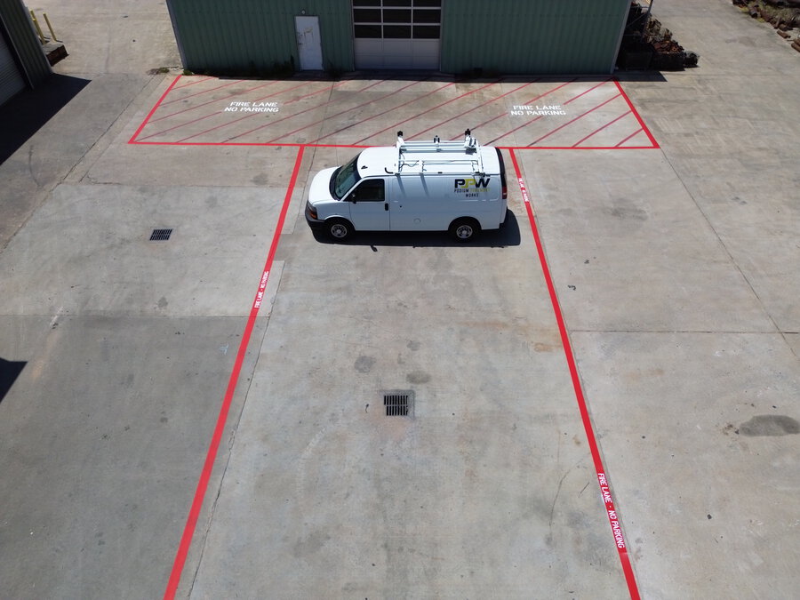 warehouse fire lane striping and stencils Houston TX