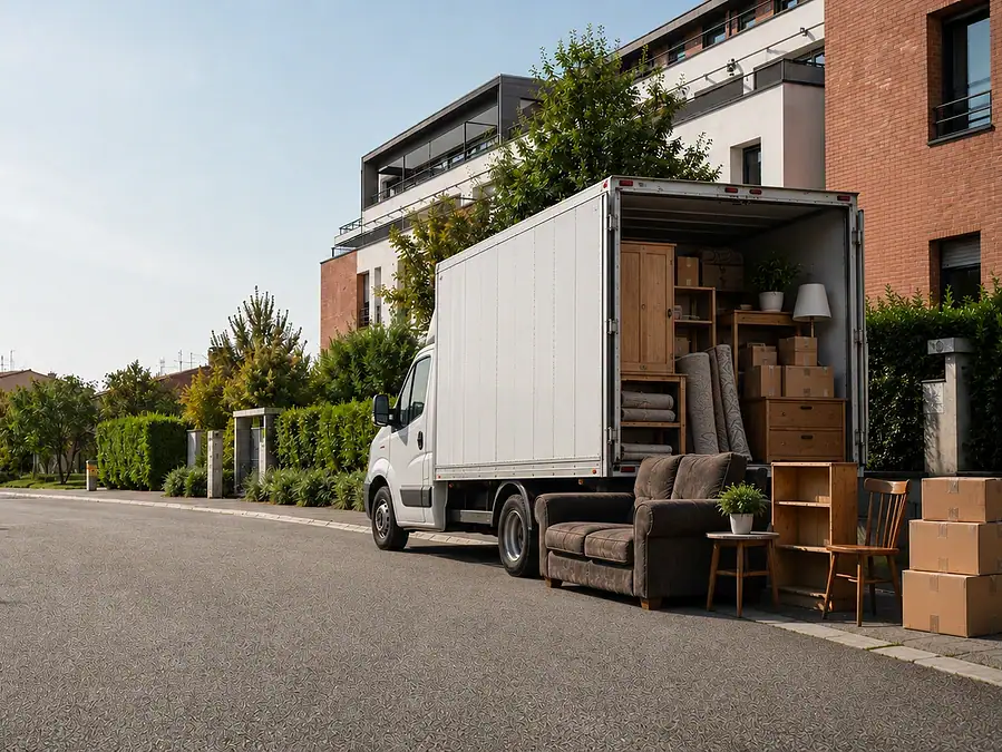 Objets encombrants préparés pour enlèvement devant une résidence à Toulouse