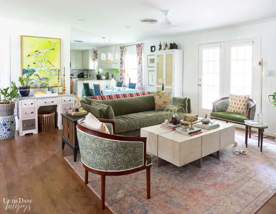 open concept living and dining areas