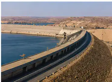 Aswan High Dam and Lake Nasser landscape