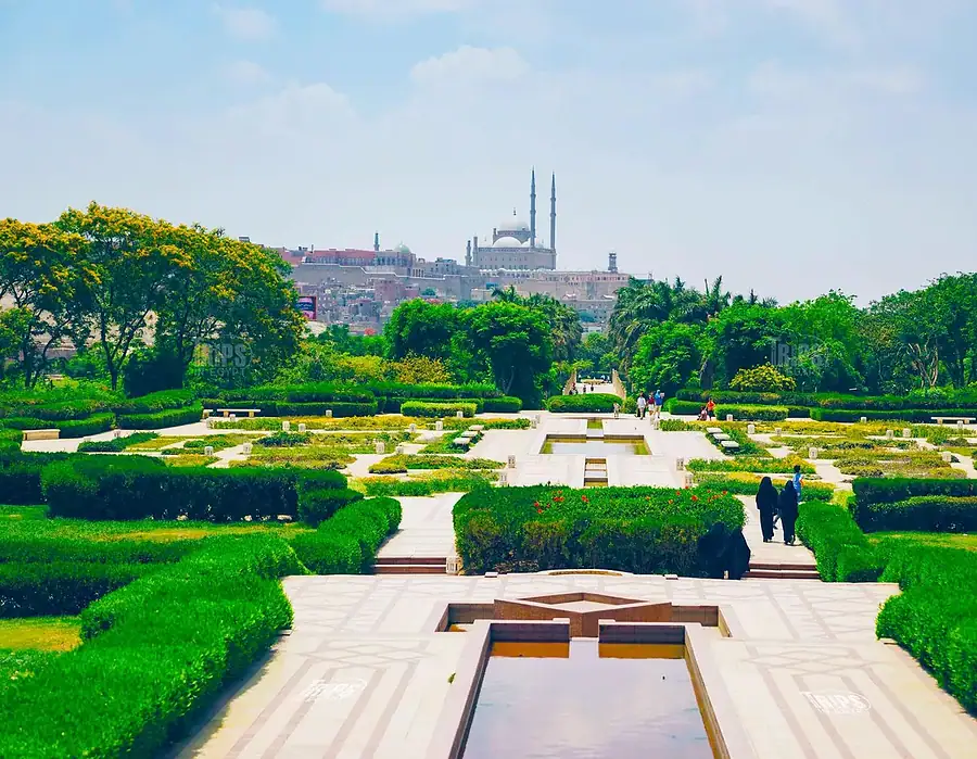 Al-Azhar Park and Cairo historical sites skyline