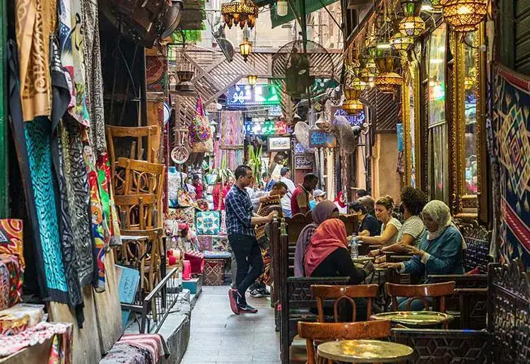 Lantern shops inside Khan El Khalili Bazaar