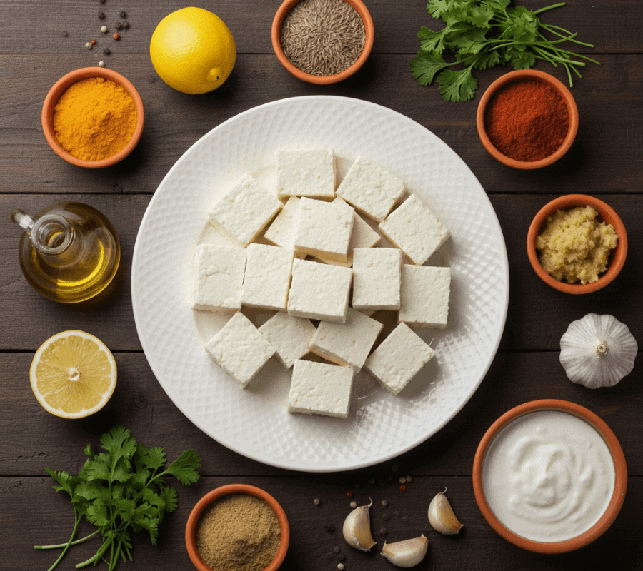 paneer-preparation-with-spices-for-Tandoori-Paneer-Pizza-Recipe