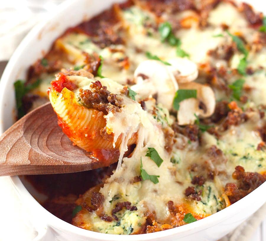 spinach stuffed shells with sausage