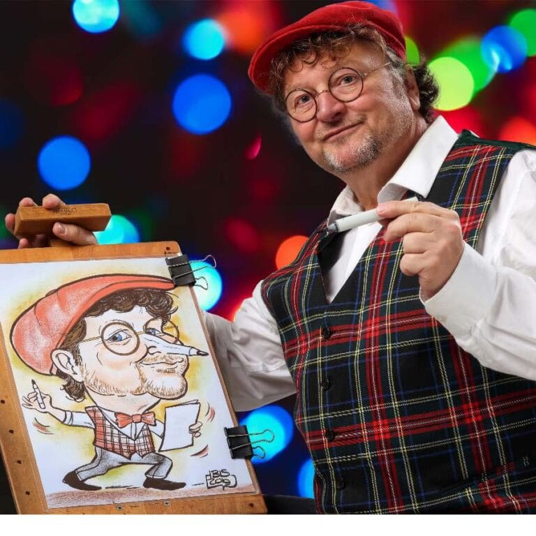 Sneltekenaar met karikatuur