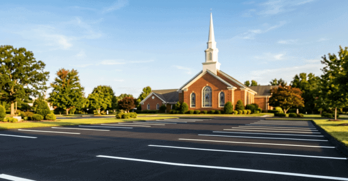 Church parking lot in North Houston