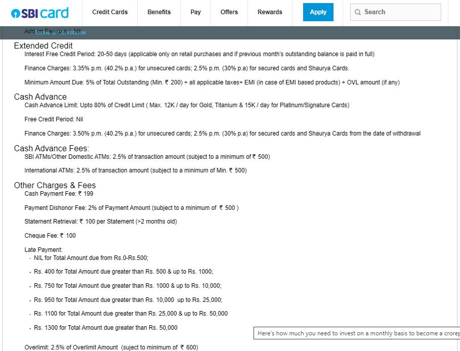 Image 1 – Cash Withdrawal charges on SBI Credit Card Image 1 – Cash Withdrawal charges on SBI Credit Card