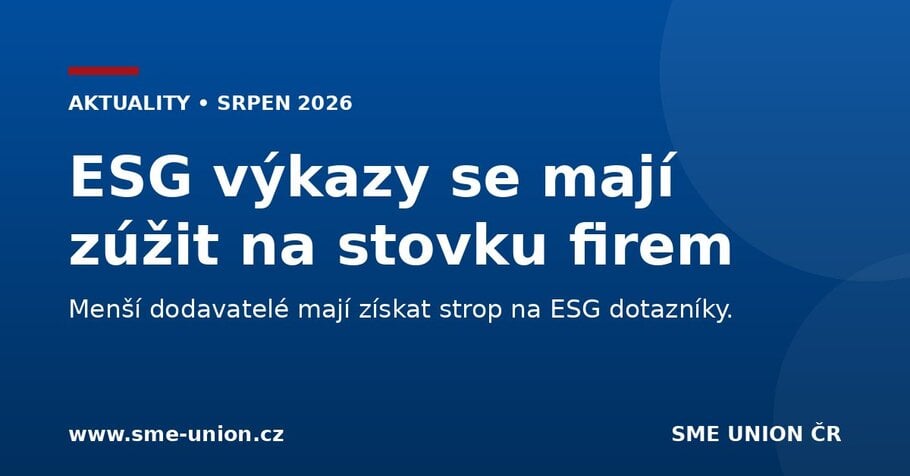 Banner aktuality: ESG výkazy se mají zúžit na zhruba stovku firem