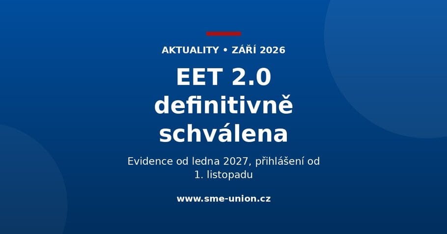 Banner: EET 2.0 definitivně schválena, evidence tržeb od ledna 2027