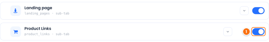 Product Links sub-tab switch turned on in the Content Section of the Affiliate Portal showcase in Ultimate Affiliate Pro