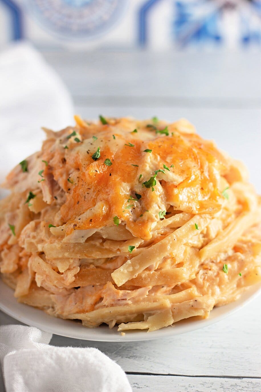 Creamy Chicken Tetrazzini is a comforting pasta bake loaded with tender chicken, a rich creamy sauce, and melted cheese. This easy, family-friendly recipe is perfect for a cozy weeknight dinner or potluck favorite!