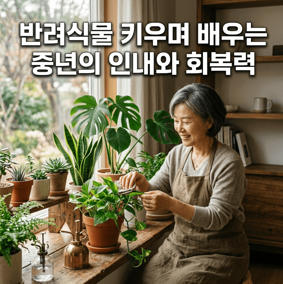 반려식물, 중년의 인내, 회복력, 정서적 성장, 식물 키우기