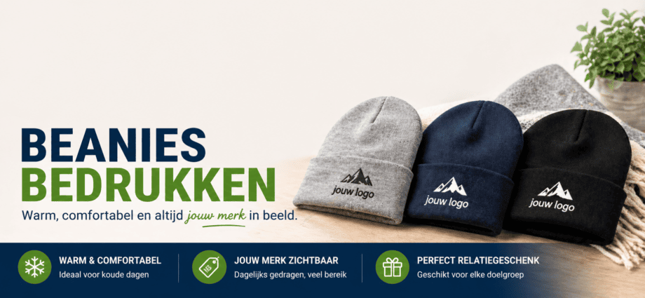 Beanies bedrukken met logo als warm relatiegeschenk voor winter