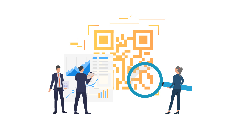 QR code tracking app related elements' illustration.