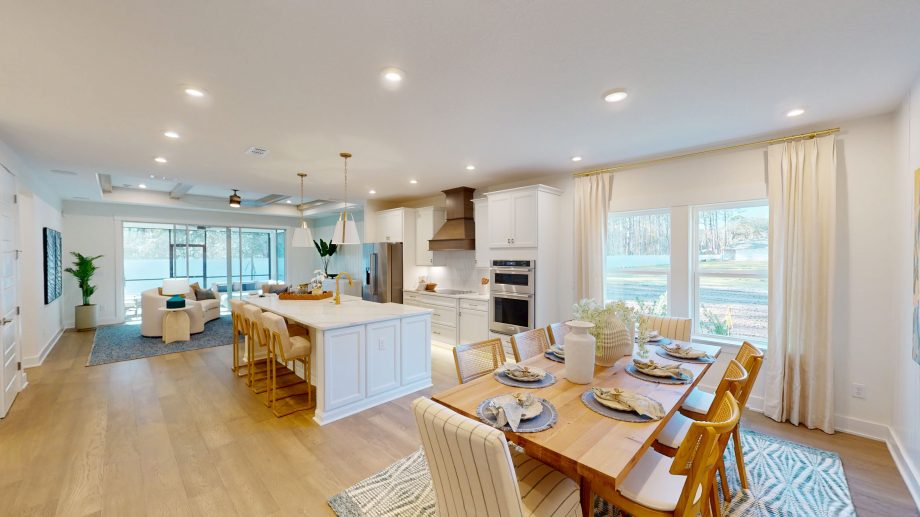 Matterport 3D virtual tour technology on a tablet screen showing Orlando real estate.
