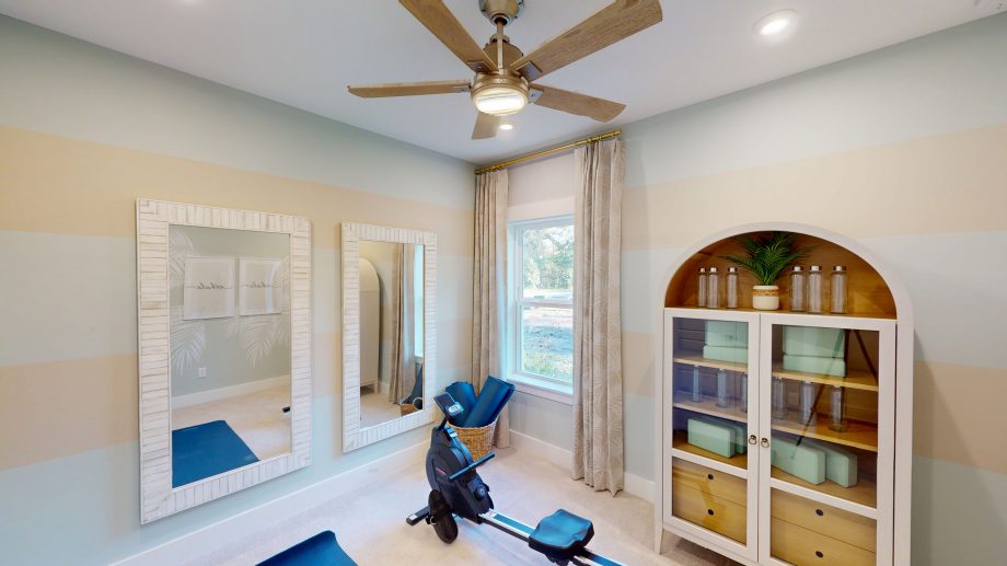 Matterport 3D virtual tour technology on a tablet screen showing Orlando real estate.