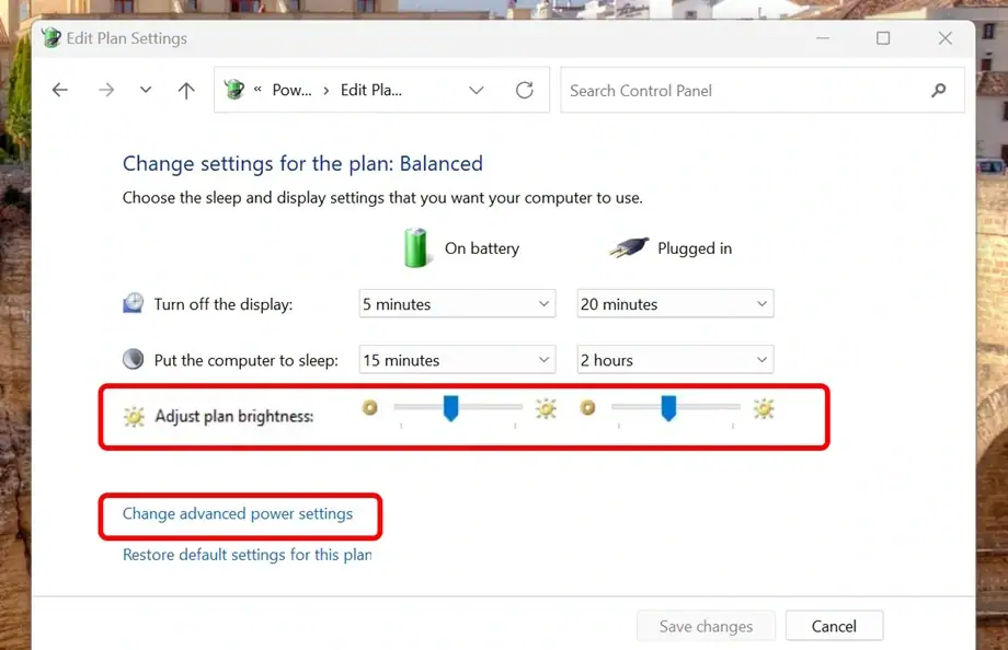 Use the control panel to adjust brightness