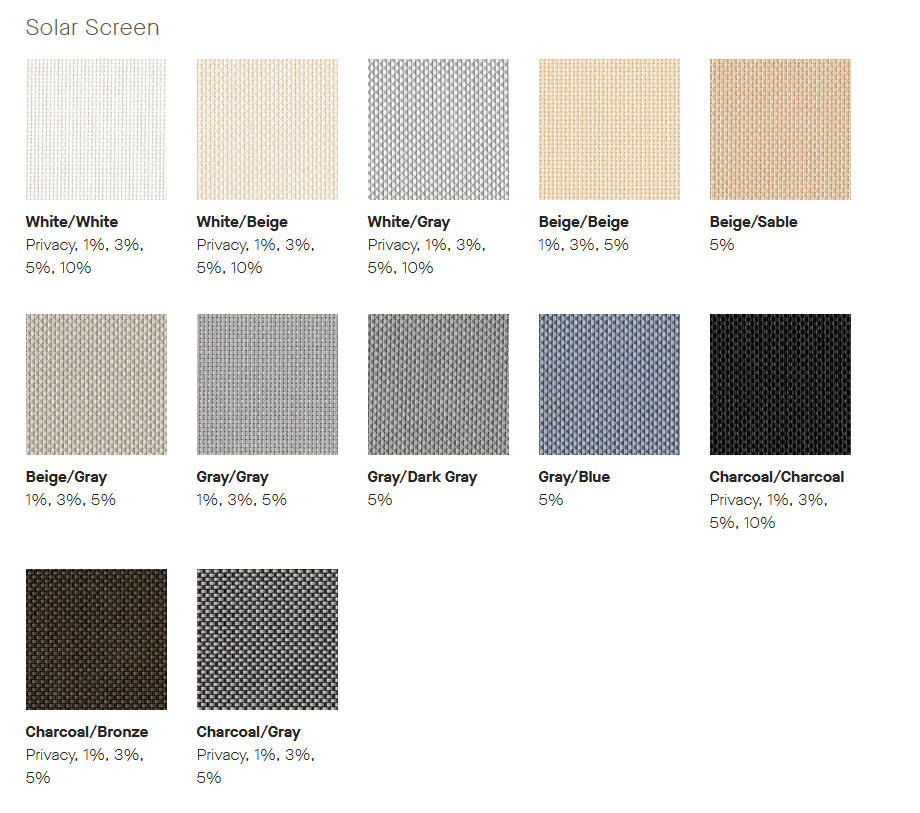 Solar Shades Gallery Of Colors