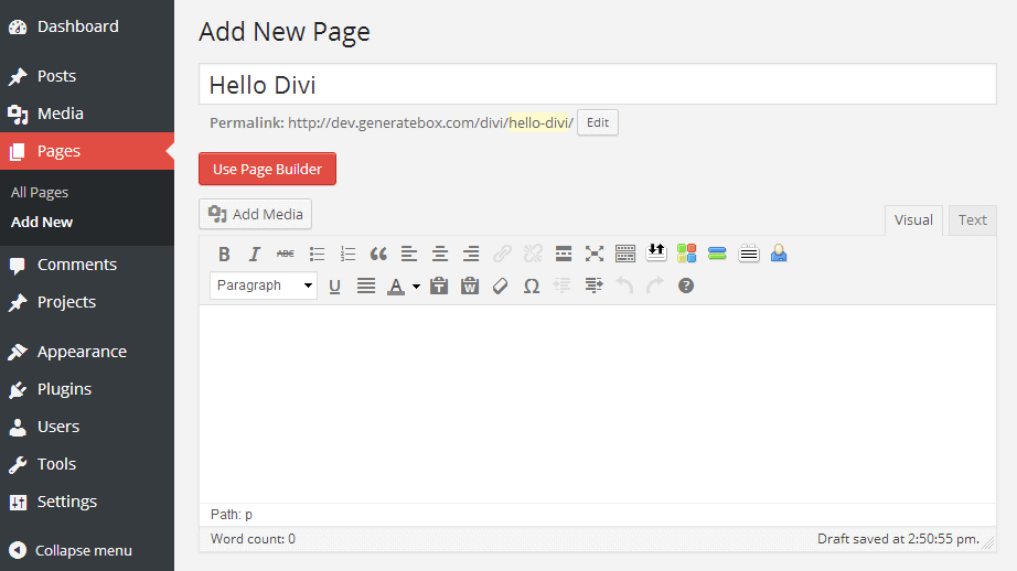 WordPress text editor