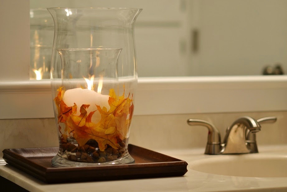 fall decorations in the bathroom