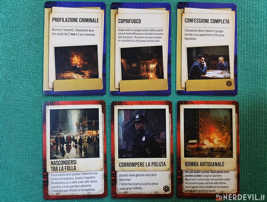 Intent to kill - esempi di carte Detective e Assassino