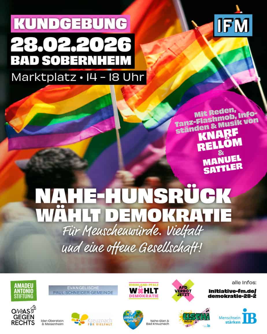 IFM Kundgebung Nahe-Hunsrück wählt Demokratie 28.2. BAd Sobernheim