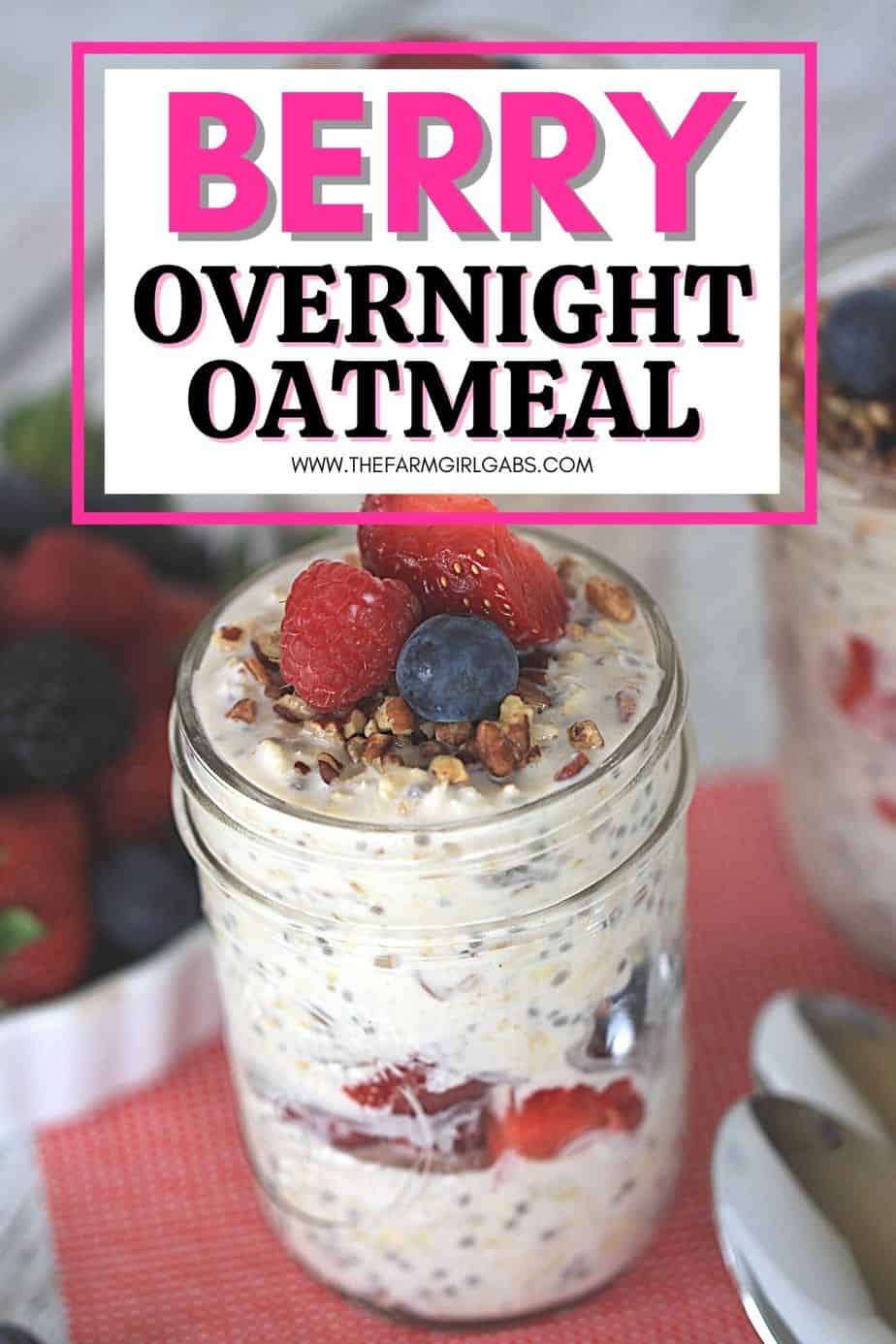 Oatmeal in a jar? Sign me up! Wake up in the morning to a delicious and healthy Berry Overnight Oatmeal. This overnight oats recipe is satisfying, delicious and filled with fresh berries. Try this easy mason jar recipe for breakfast.