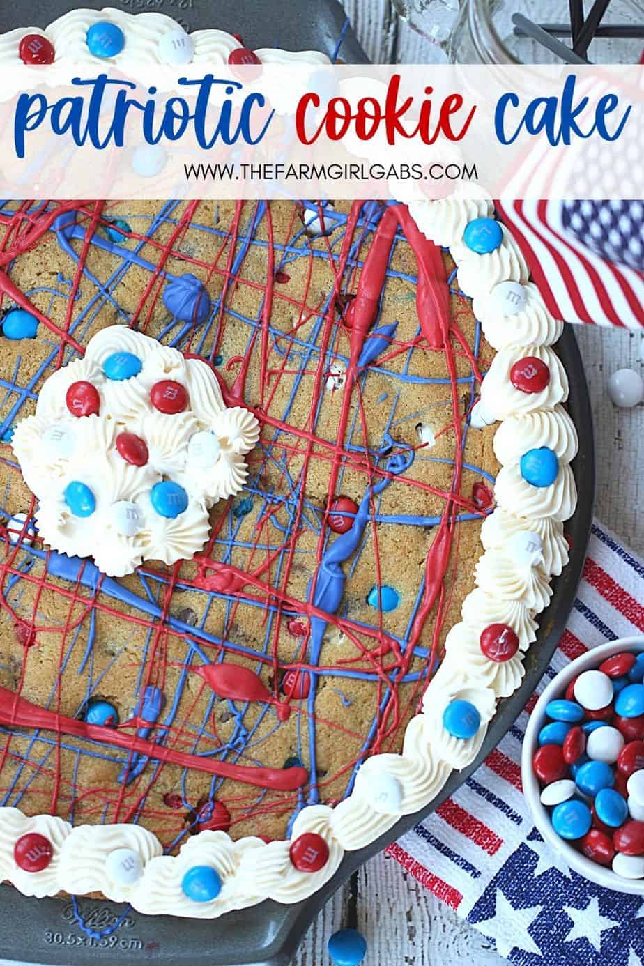 This festive Firecracker Cookie Cake recipe is the perfect dessert for your patriotic celebration! This easy chocolate chip cookie is decorated in red, white and blue and is a perfect recipe for the 4th of July, Memorial Day or Labor Day.