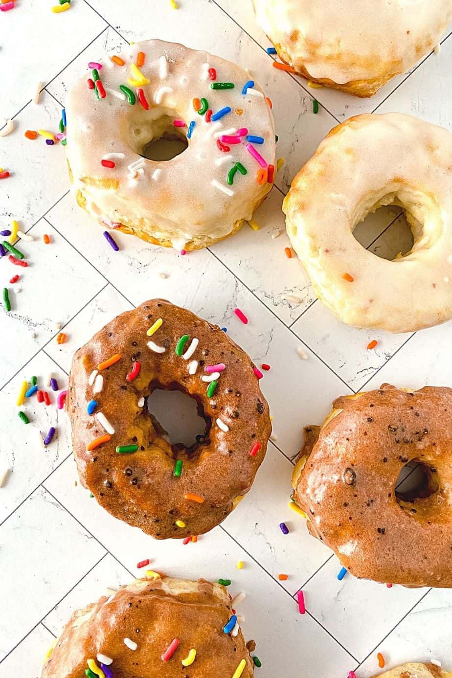 Homemade Donuts are a delicious breakfast treat or snack! Quick to make and healthier than cooking them in oil, 5 Minute Air Fryer Donuts can be customized with different flavored glazes. This is an easy air-fryer dessert recipe.