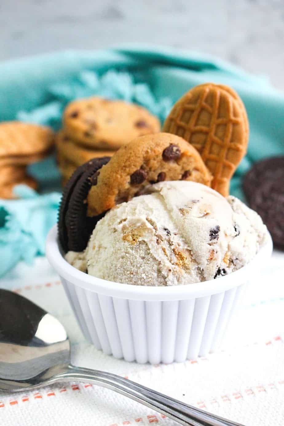 It's time to think outside of the box when it comes to ice cream. Give this Cookie Jar Ice Cream a try and you'll fall in love! This easy homemade ice cream recipe is made with heavy cream, sugar and your favorite crushed cookies - right from the cookie jar. Everyone will love this easy ice cream treat.