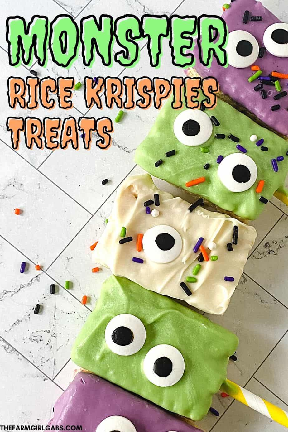 Prepare a fun and yummy Halloween snack for the spooky season with these Monster Rice Krispies Treats. These easy Halloween treats are flavorful, adorable, and perfect for children’s parties and Halloween gatherings with family and friends. You can make your own homemade Rice Krispies treats or use the store-bought variety.