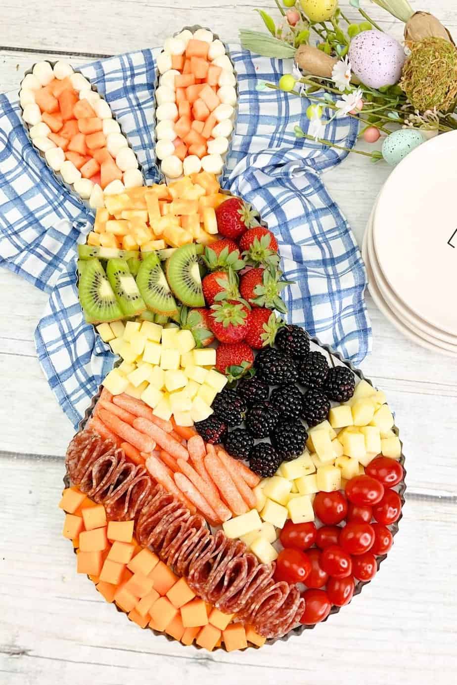 You can't go wrong making this Bunny Charcuterie Board. You'll love how adorable it turns out! This charcuterie board is an easy appetizer idea for your Easter Dinner menu.