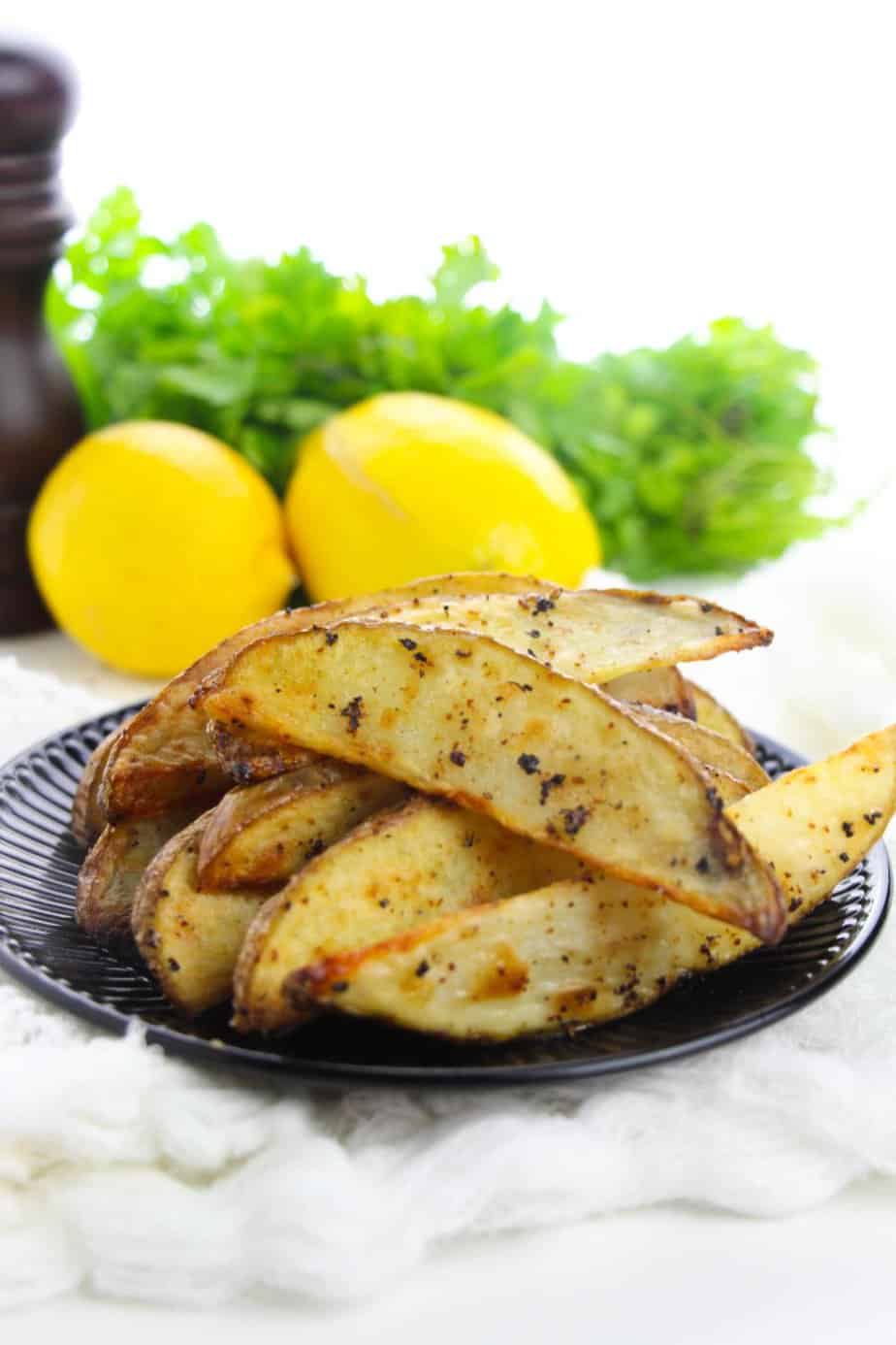 Lemon Pepper Potato Wedges are literally the perfect side for any meal. They are quick, easy, and so tasty! Your family will love this easy potato recipe!