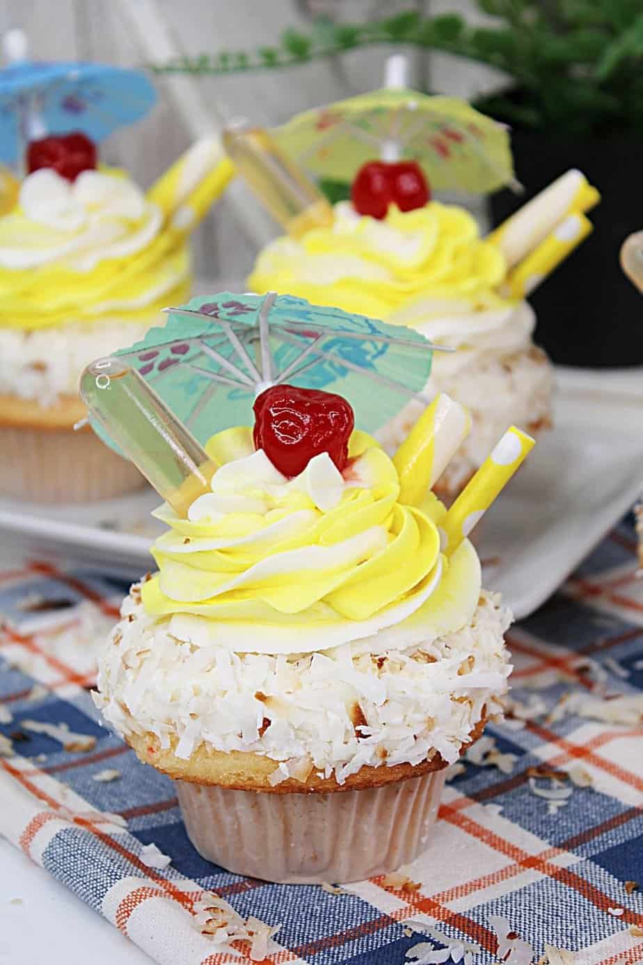 Pina Colada cupcakes are soft, fluffy, and filled with classic tropical flavors. These tropical-flavored cupcakes are a must-try dessert recipe.