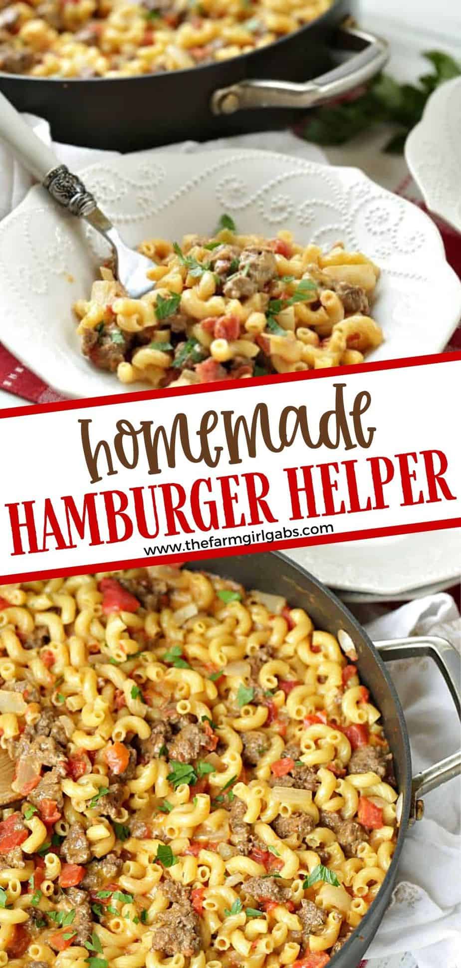 This one-pot Cheeseburger Skillet Casserole is a delicious version of Homemade Hamburger Helper we all loved as kids. It's an easy and delicious budget-friendly dinner idea. Your family will love this easy dinner recipe. Pasta and ground beef and covered in a cheesy sauce. This one-pot pasta meal is delicious.