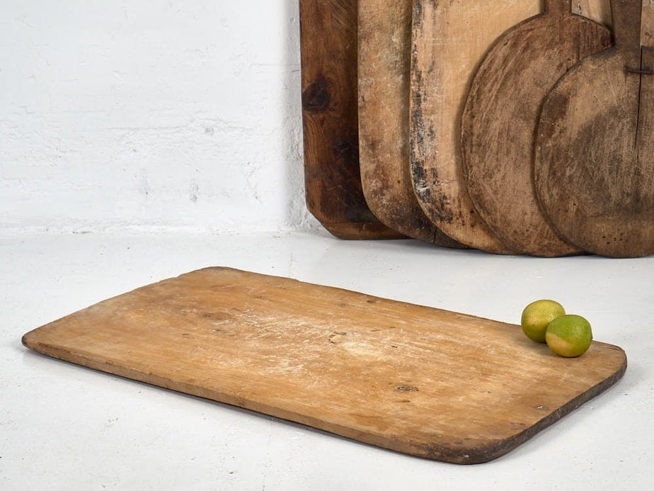 Tabla de cortar grande de forma rectangular antigua (c.1920) #24