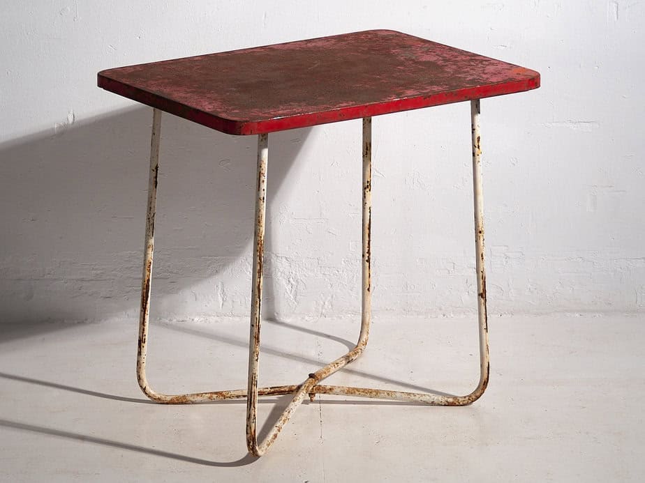 Mesa de jardín antigua de color rojo (c.1920) #19