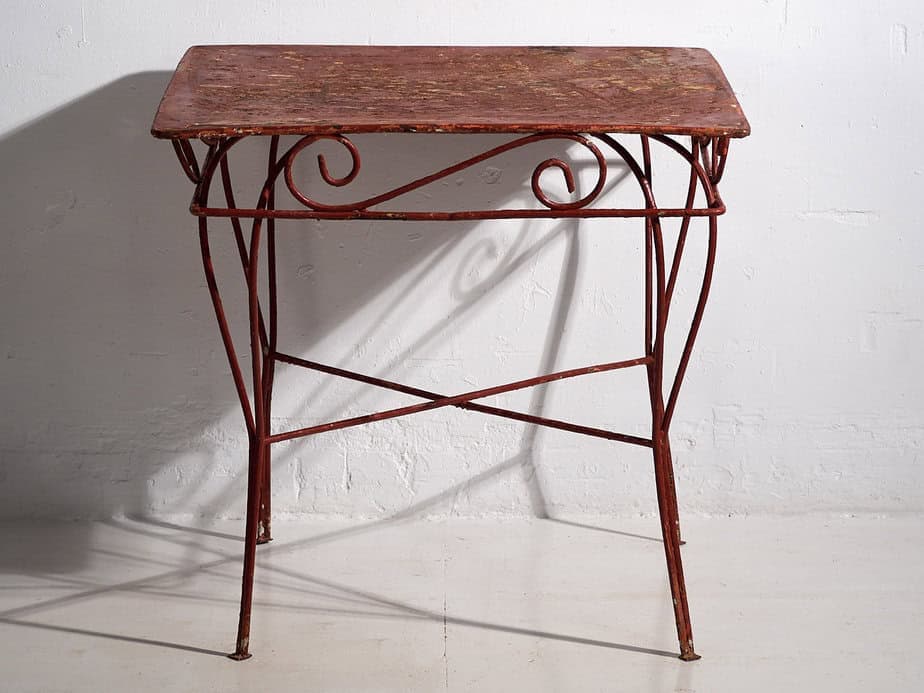 Mesa para terraza antigua de color rojo (c.1920) #21