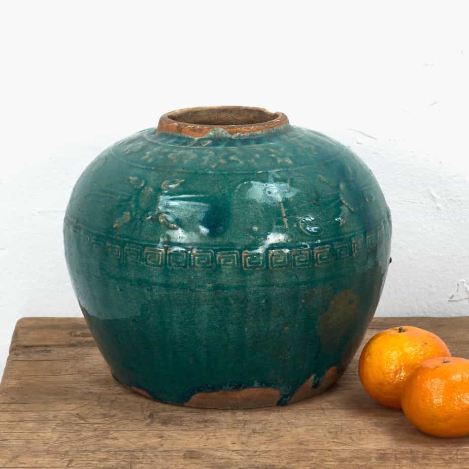 Emerald green antique ceramic vase (c.1820) #6