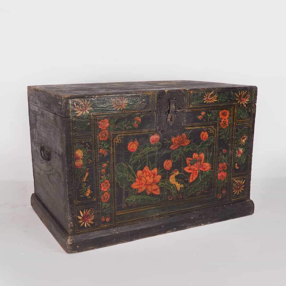 Coffre d’opéra chinois avec illustrations de la flore et de la faune (Chine, vers 1900) #14