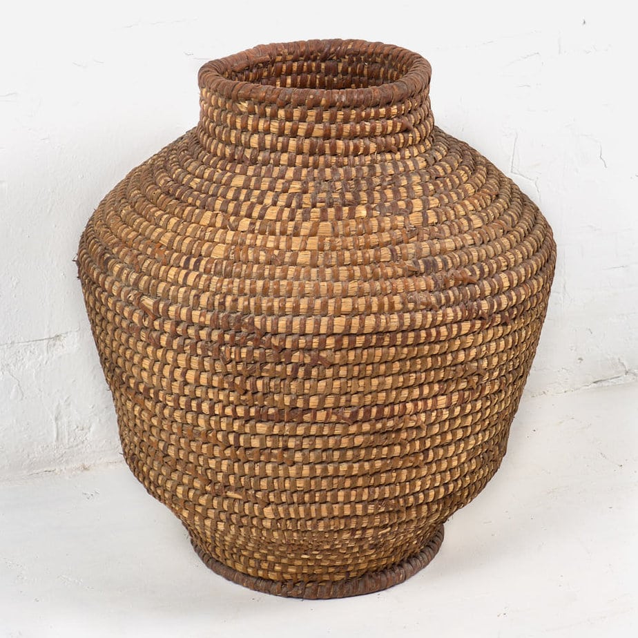 Grand ancien panier rond en osier (c.1930)