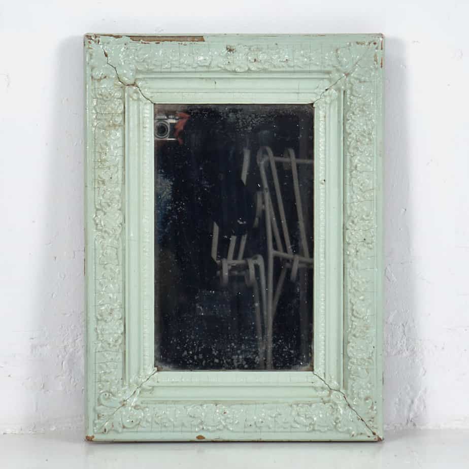 Antique mirror with mint green frame (c.1920)