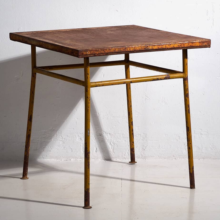 Ochre colored antique outdoor table (c.1920) #3