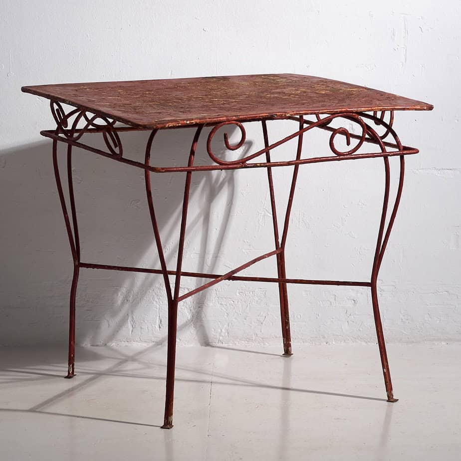 Mesa para terraza antigua de color rojo (c.1920) #21